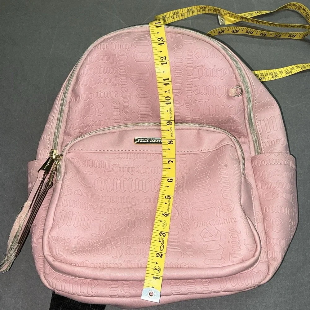 Juicy Couture Backpack Pink Embossed Logo Handbag School Work Lightweight